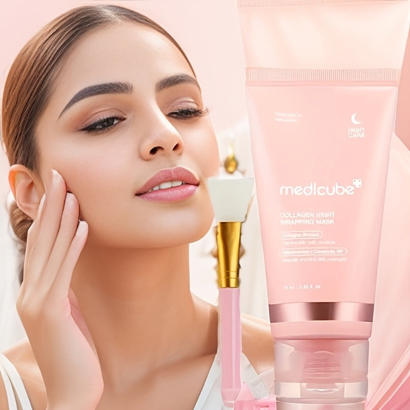 Medicube-Bio Collagen Overnight Mask with Brush - Elasticity and Moisturizing Care, Contains Collagen - Korean Skincare Product, 2.53oz