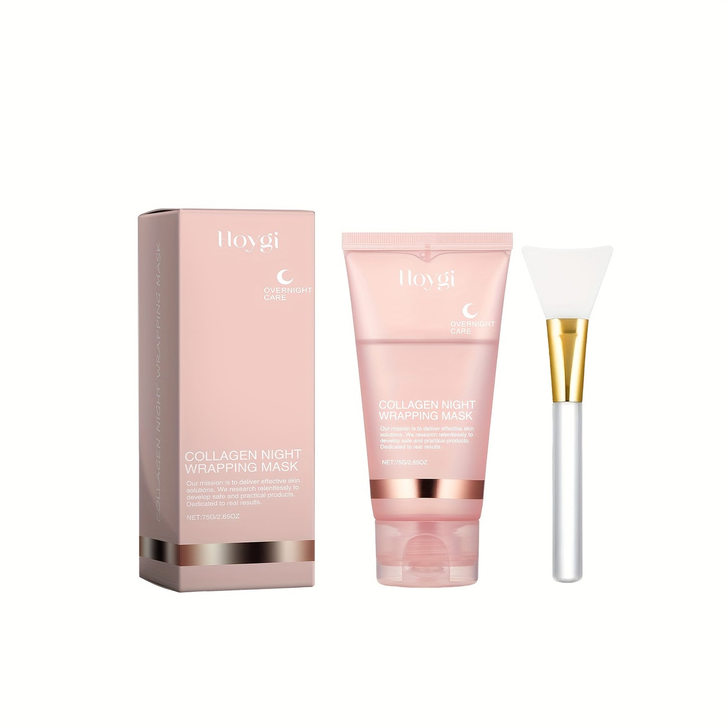 Hoygi Collagen Night Wrapping Mask with Spatula - Unisex Adult Moisturizing Overnight Mask, Firming & Lifting, Alcohol & Scent Free, for All Skin Types with Collagen, Vitamin E, Glycerin - Korean Skincare