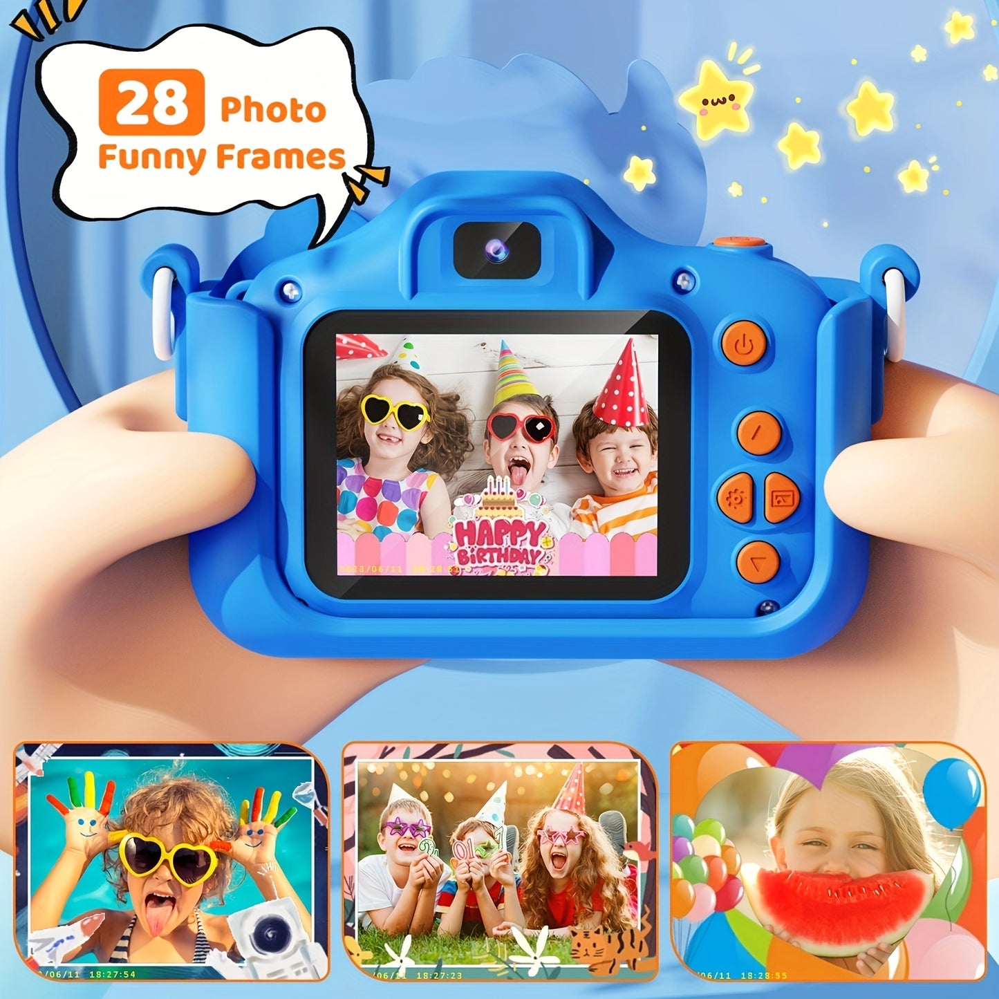 Kids Digital Camera Toy for Kids Age 3-8, 1080P HD Video Toddler Camera with 32GB SD Card, Selfie Digital Camera with Dinosaurs Soft Silicone Cover, Christmas Birthday Gifts, Father's Day