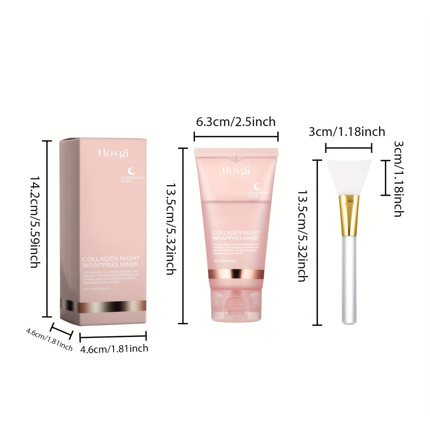 Hoygi Collagen Night Wrapping Mask with Spatula - Unisex Adult Moisturizing Overnight Mask, Firming & Lifting, Alcohol & Scent Free, for All Skin Types with Collagen, Vitamin E, Glycerin - Korean Skincare