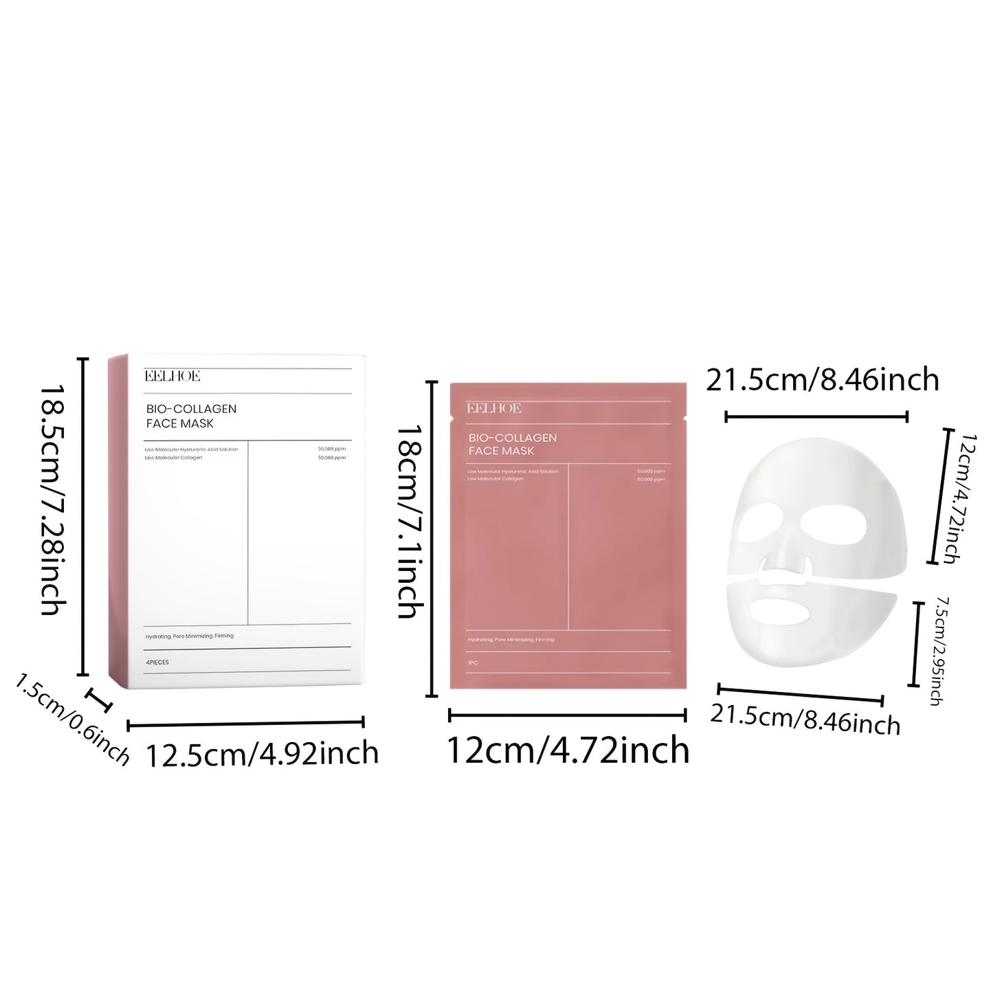 16-Pack Bio Collagen Face Masks with Hyaluronic Acid - Firming & Moisturizing Skincare, Alcohol-Free for All Light Beige Types, Korean Skincare Essentials, Perfect Mother's Day Gift, Face Light Beige Care