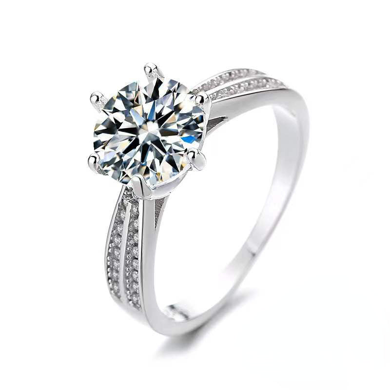 Original Tancise 925 Pure Silvery Ring with Moissanite Diamond and Certificate, Exquisite Jewelry for Women's Engagement Ring