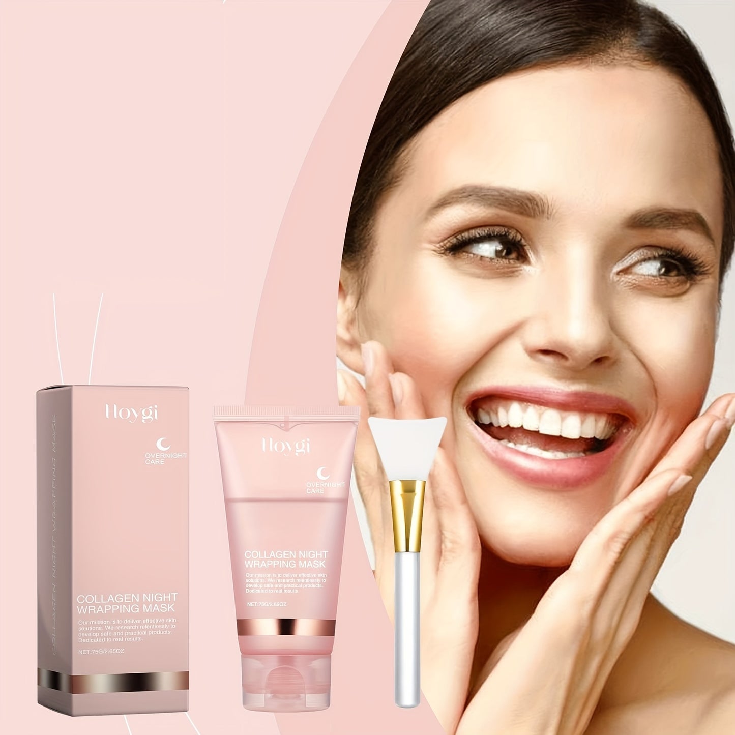 Hoygi Collagen Night Wrapping Mask with Spatula - Unisex Adult Moisturizing Overnight Mask, Firming & Lifting, Alcohol & Scent Free, for All Skin Types with Collagen, Vitamin E, Glycerin - Korean Skincare