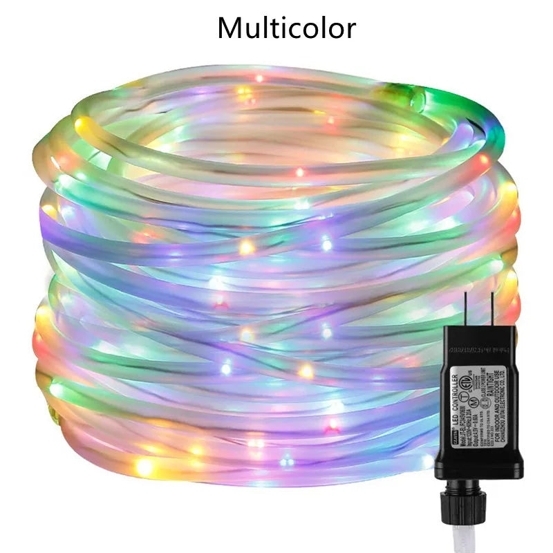 Christmas Decoration 2025 Outdoor Street Garland Winter Festoon Led Tube Rope String Light Plug-Operated 10/20/30/40M New Year