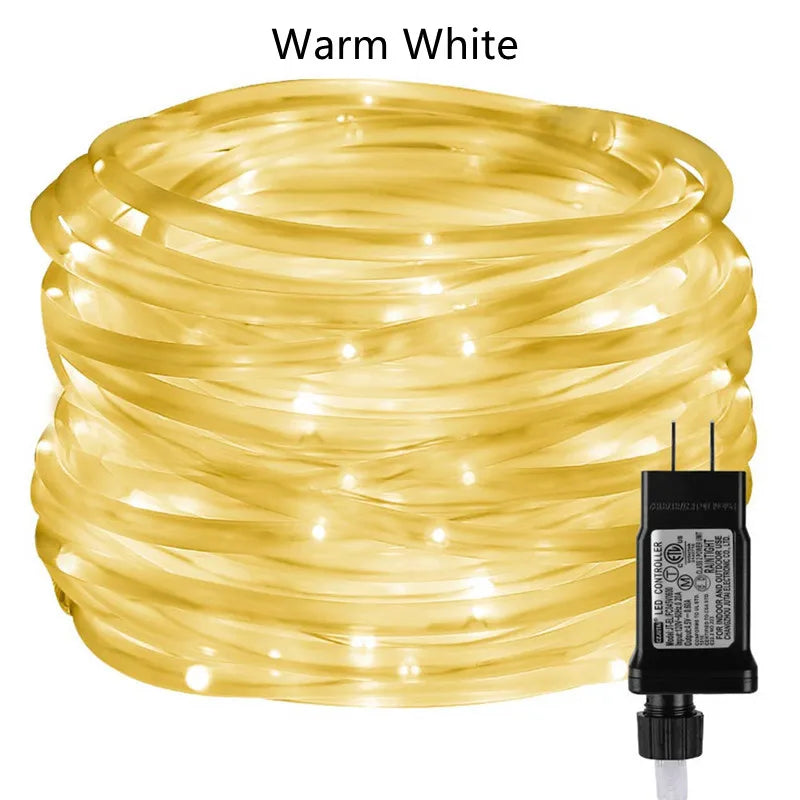 Christmas Decoration 2025 Outdoor Street Garland Winter Festoon Led Tube Rope String Light Plug-Operated 10/20/30/40M New Year