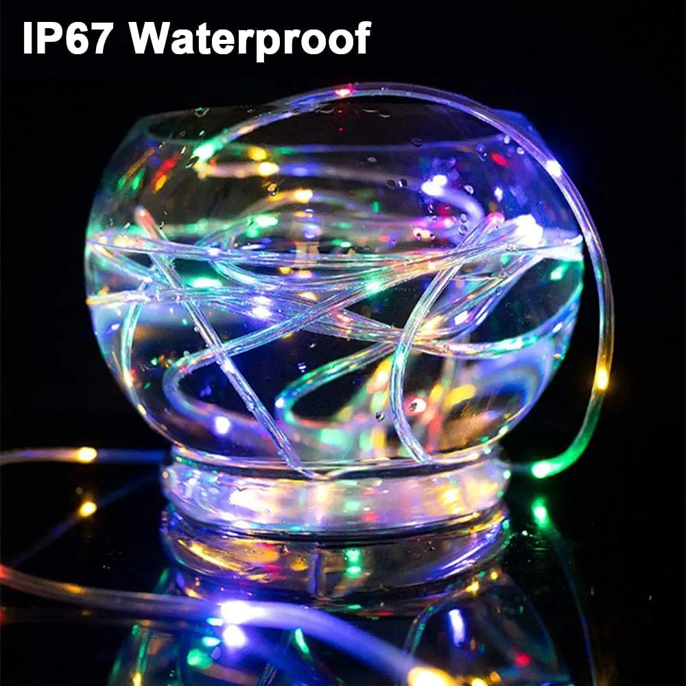 Christmas Decoration 2025 Outdoor Street Garland Winter Festoon Led Tube Rope String Light Plug-Operated 10/20/30/40M New Year
