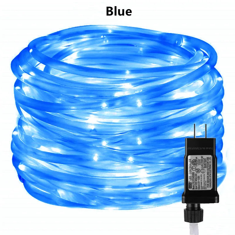 Christmas Decoration 2025 Outdoor Street Garland Winter Festoon Led Tube Rope String Light Plug-Operated 10/20/30/40M New Year