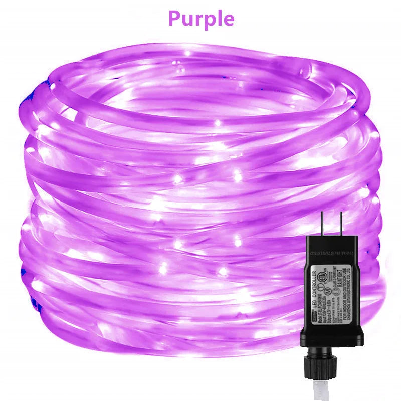 Christmas Decoration 2025 Outdoor Street Garland Winter Festoon Led Tube Rope String Light Plug-Operated 10/20/30/40M New Year