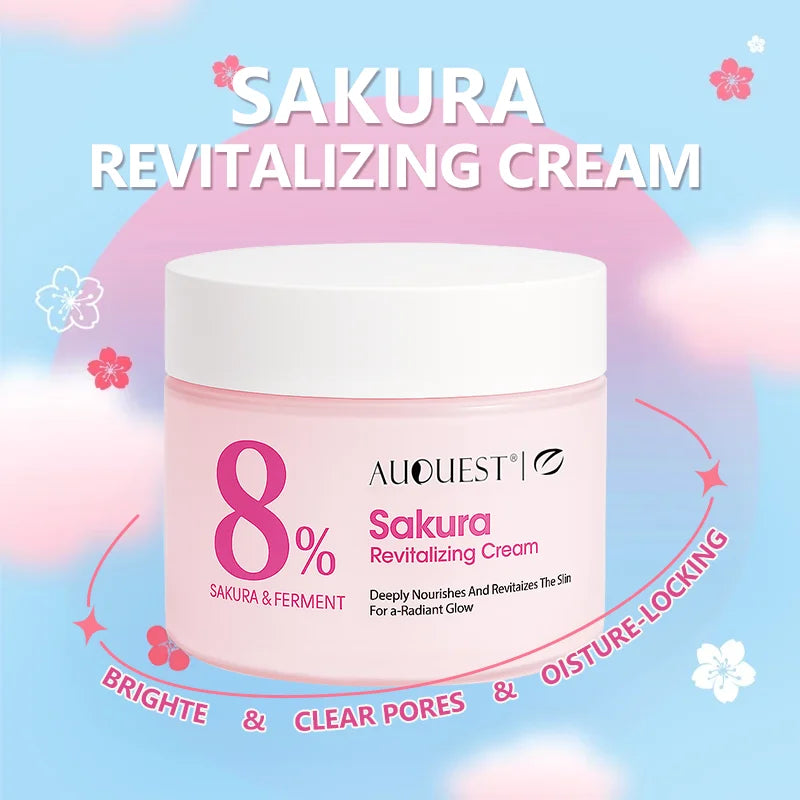 AUQUEST Sakura Face Cream Whitening Nourishing Smooth Wrinkles Hyaluronic Acid Moisturizing Korean Skin Care Cosmetics