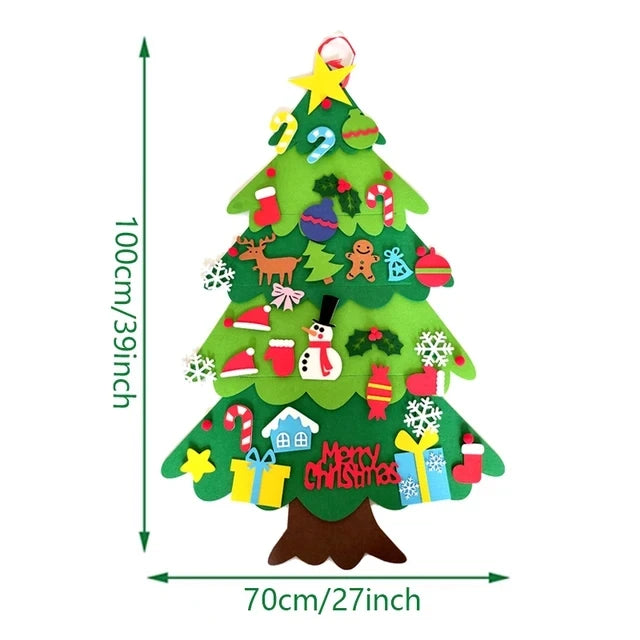 DIY Felt Christmas Tree Christmas Decoration for Home Navidad 2025 New Year Christmas Ornaments Santa Claus Xmas Kids Gifts