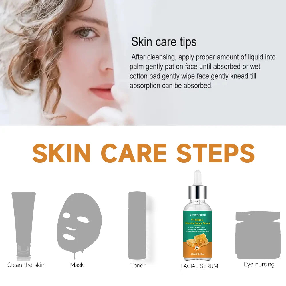 Vitamin E Manuka Honey Essence Moisturizing Face Serum Korean Skincare Products Antiwrinkle Facial Serum40ml/60ml 2025 NEW