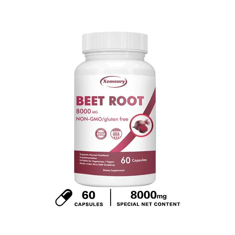 Beetroot Capsules 8000mg - Supports Heart Health, Promotes Digestive Health, and Improves Immunity