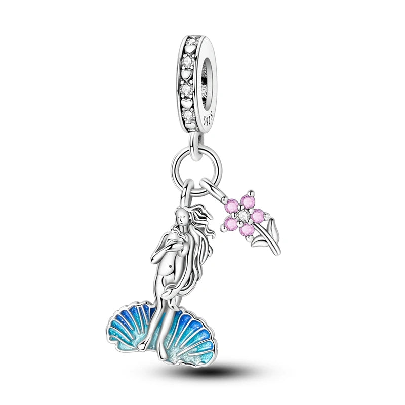PAMELA 925 Sterling Silver Angel God Of Love Charms Wing Beads DIY For Original Pendant Bracelets Feather Jewelry For Women Gift