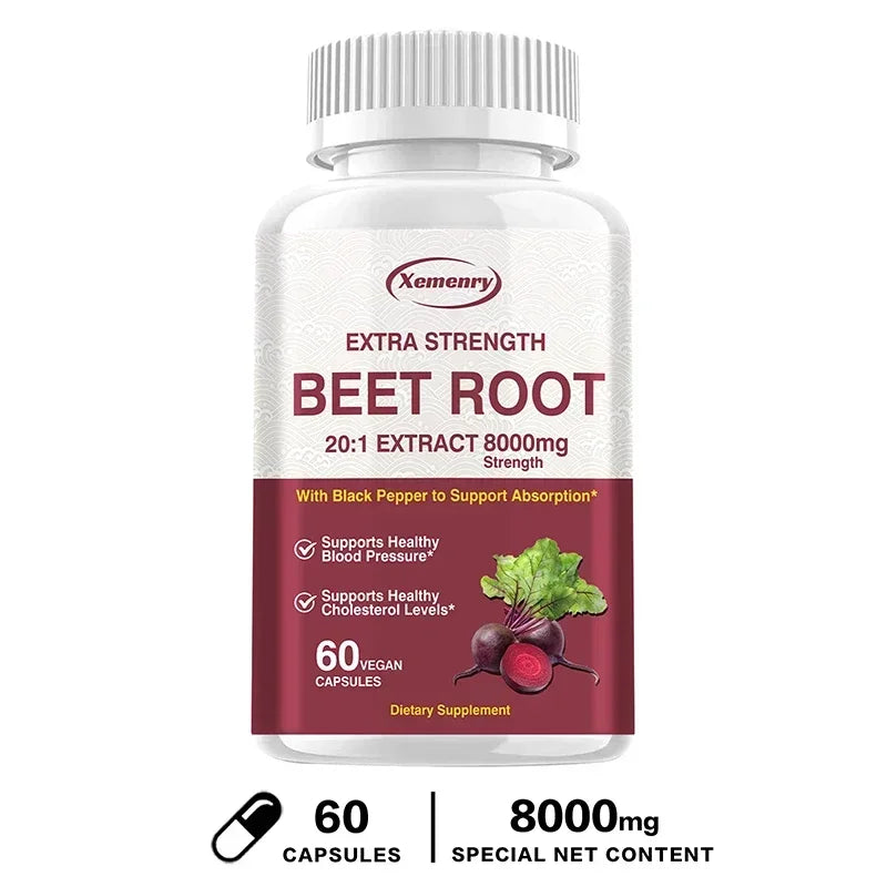 Beet Root Capsules - Heart Support, Promotes Blood Circulation, Supports Blood Pressure, Digestive, Immune System
