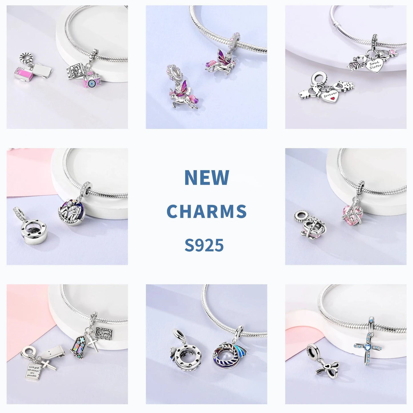 PAMELA 925 Sterling Silver Angel God Of Love Charms Wing Beads DIY For Original Pendant Bracelets Feather Jewelry For Women Gift