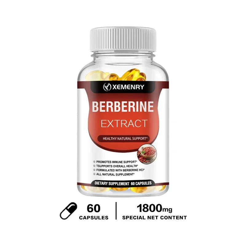 Berberine Capsules - Supports Bone and Cardiovascular Health, Promotes Metabolism, Anti-oxidation, and Enhances Immunity