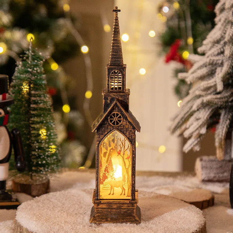 Christmas Glowing House Light Desktop Santa Claus Snowman Fairy Light Lantern for Home Navida Light Xmas Neol 2025 Desktop Decor