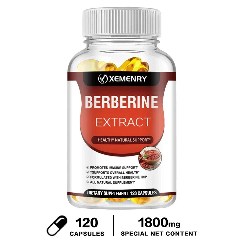 Berberine Capsules - Supports Bone and Cardiovascular Health, Promotes Metabolism, Anti-oxidation, and Enhances Immunity