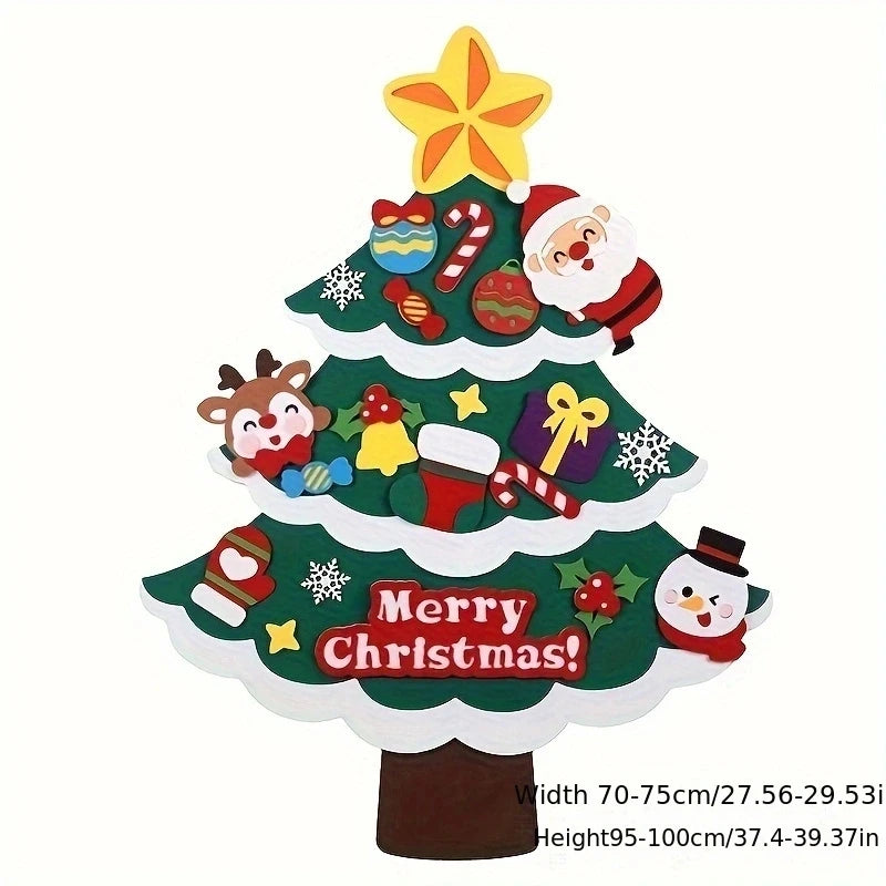 DIY Felt Christmas Tree Christmas Decoration for Home Navidad 2025 New Year Christmas Ornaments Santa Claus Xmas Kids Gifts