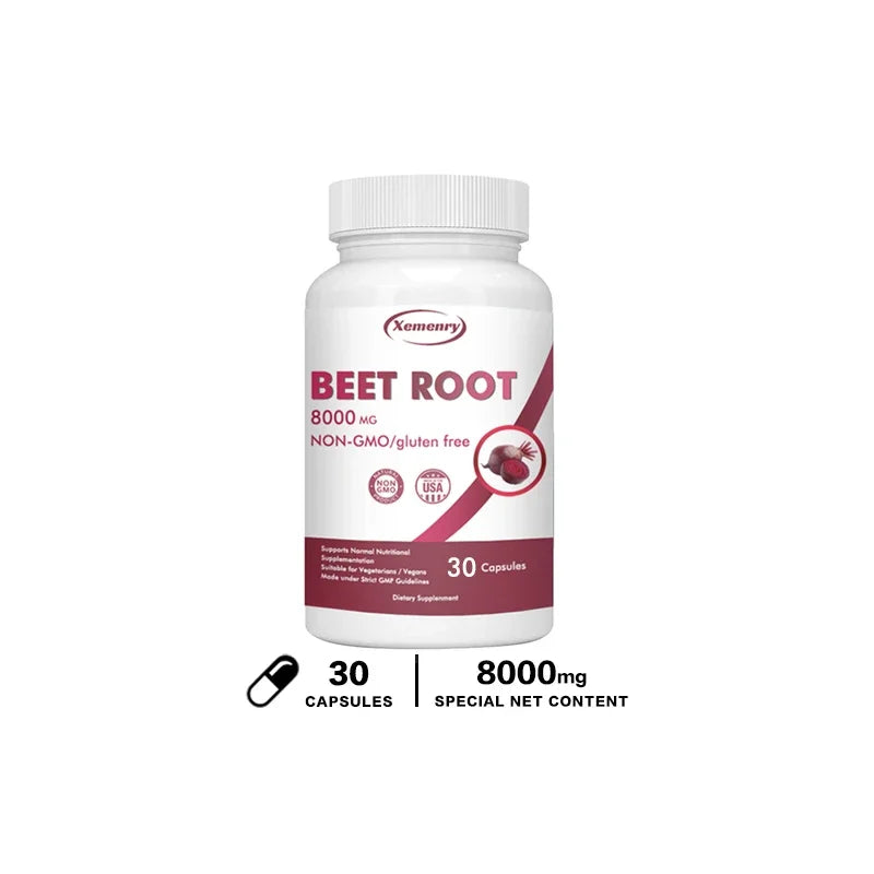 Beetroot Capsules 8000mg - Supports Heart Health, Promotes Digestive Health, and Improves Immunity
