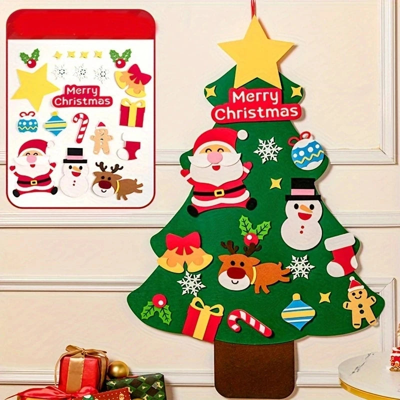 DIY Felt Christmas Tree Christmas Decoration for Home Navidad 2025 New Year Christmas Ornaments Santa Claus Xmas Kids Gifts