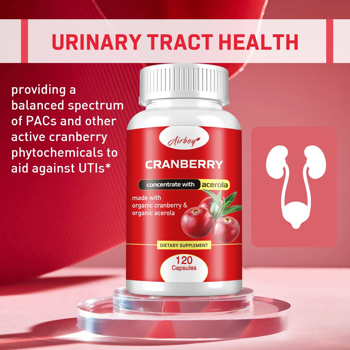 Cranberry Capsules - Urinary Tract Cleansing, Bladder Health, Antioxidant