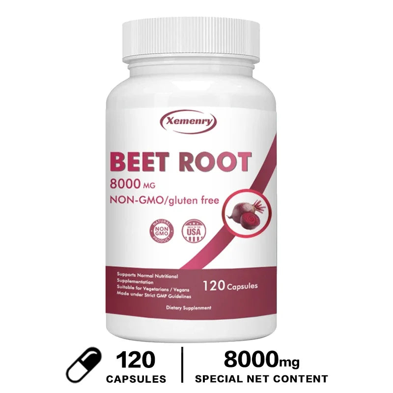 Beetroot Capsules 8000mg - Supports Heart Health, Promotes Digestive Health, and Improves Immunity