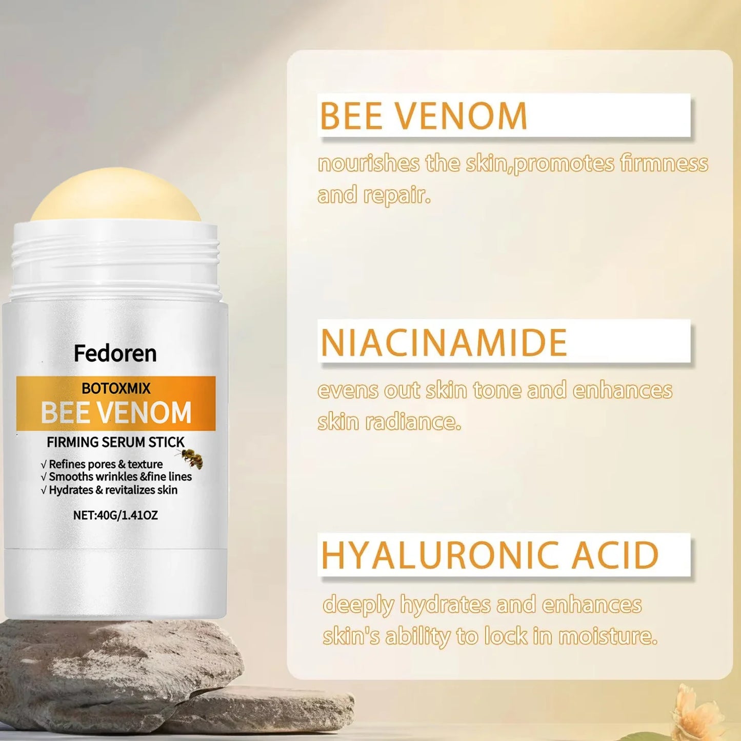 Bee Venom Anti-Wrinkle Moisturizing Stick Firming Tighten Sagging Deep Hydration Fade Fine Lines Brightening Korean Skincare