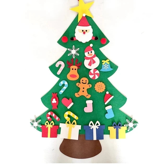 DIY Felt Christmas Tree Christmas Decoration for Home Navidad 2025 New Year Christmas Ornaments Santa Claus Xmas Kids Gifts