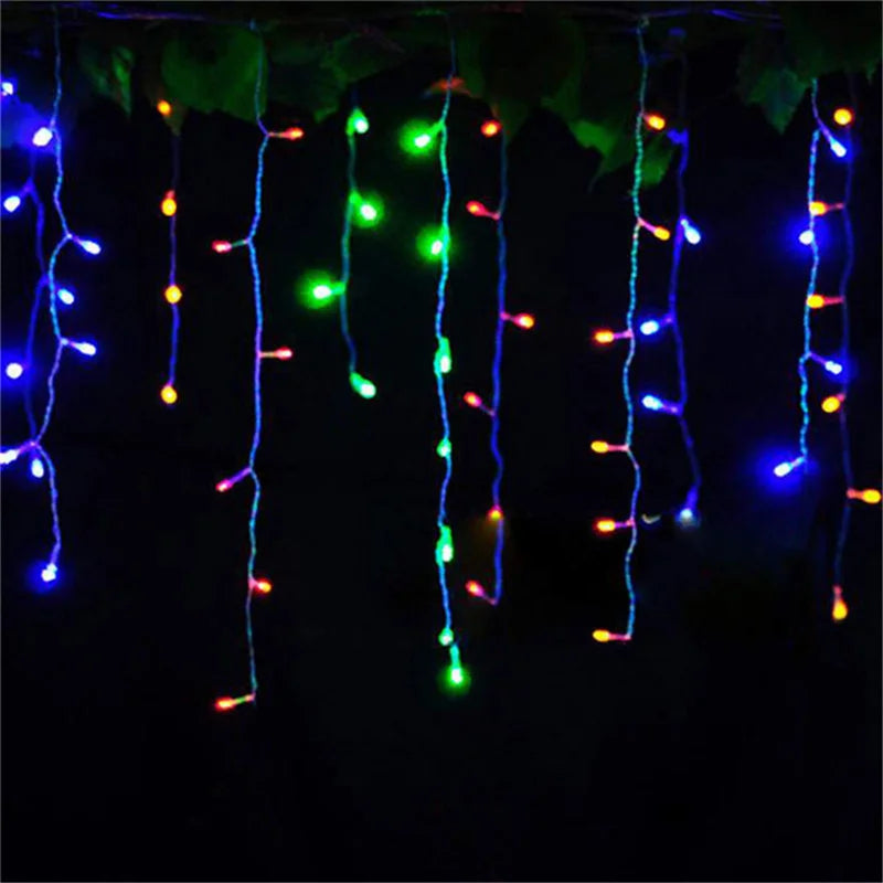 Christmas Decorations For Home Outdoor LED Curtain Icicle String Light Street Garland On The House Winter 220V 5m Droop 0.4-0.6m