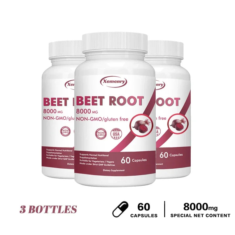 Beetroot Capsules 8000mg - Supports Heart Health, Promotes Digestive Health, and Improves Immunity