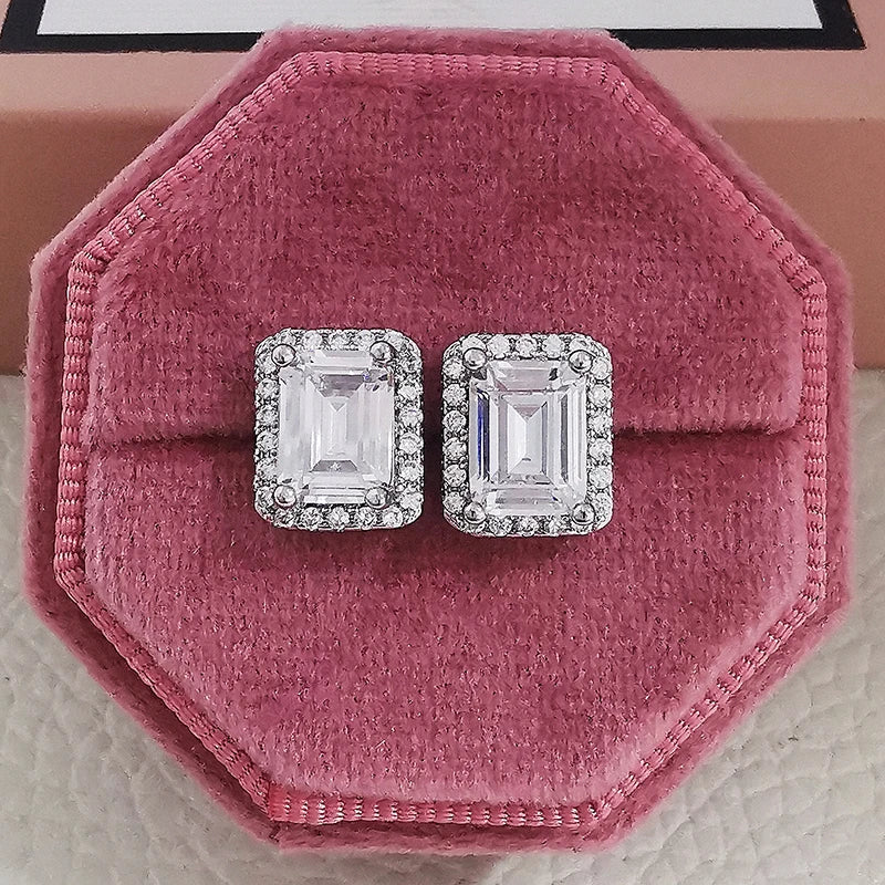 2023 New Arrivals Fashion Luxury silver color korean Zircon Stud Pink Earing Earrings For Women Girl Party Gift Jewelry Z7