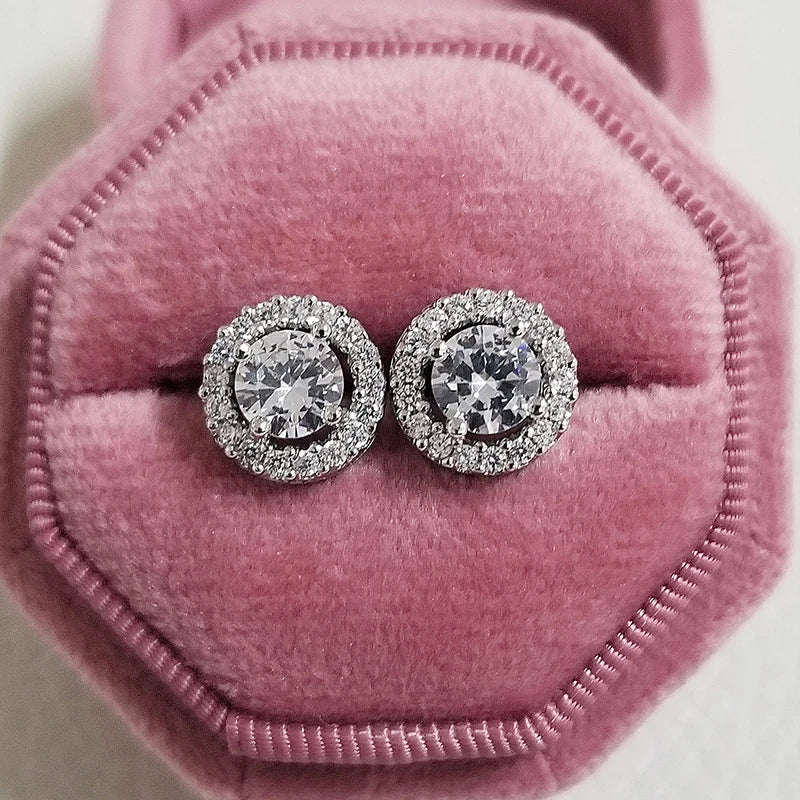 2023 New Arrivals Fashion Luxury silver color korean Zircon Stud Pink Earing Earrings For Women Girl Party Gift Jewelry Z7