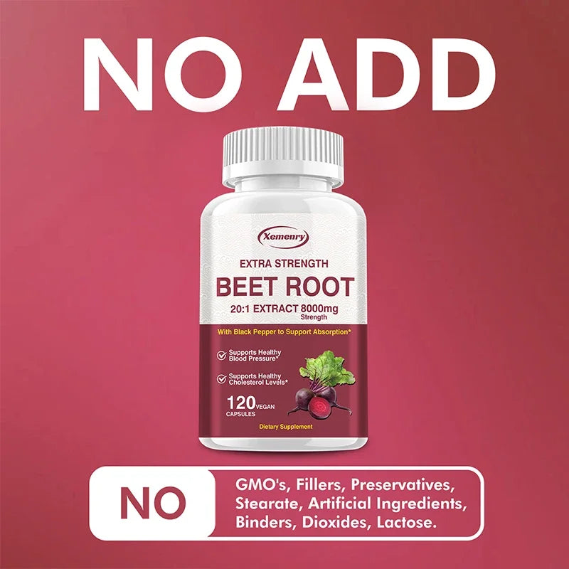 Beet Root Capsules - Heart Support, Promotes Blood Circulation, Supports Blood Pressure, Digestive, Immune System
