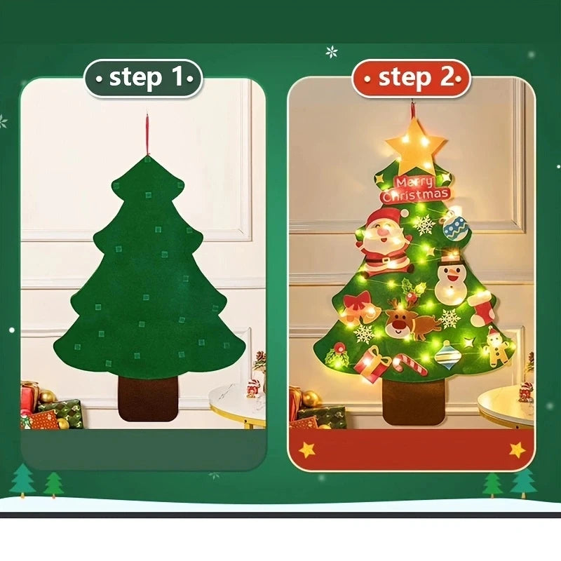 DIY Felt Christmas Tree Christmas Decoration for Home Navidad 2025 New Year Christmas Ornaments Santa Claus Xmas Kids Gifts