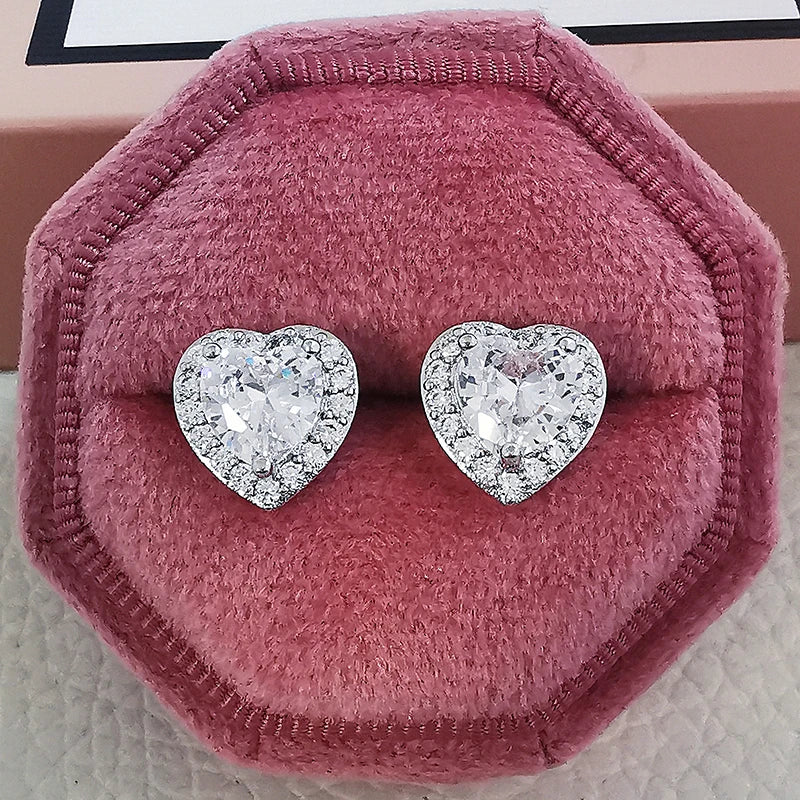 2023 New Arrivals Fashion Luxury silver color korean Zircon Stud Pink Earing Earrings For Women Girl Party Gift Jewelry Z7