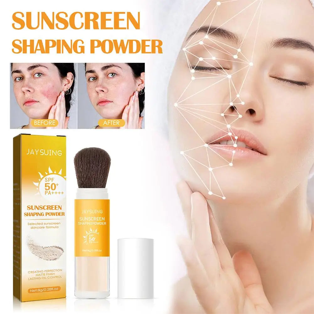 8g Sunscreen Setting Powder SPF 50+ PA+++ Translucent Finishing Powder, Oil Control UV Protection Makeup Powder with Puff