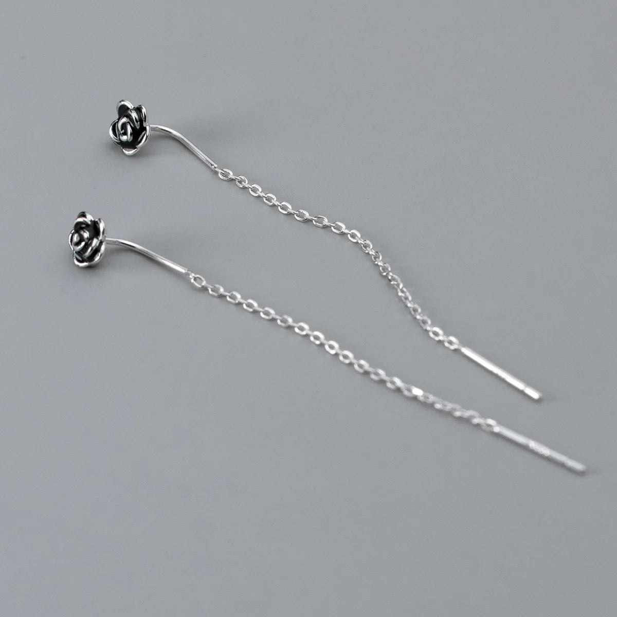 La Monada Stud Earrings For Women 925 Sterling Short Hanging Black Flower Retro Woman Earring Silver 925 Earring Jewelry Female