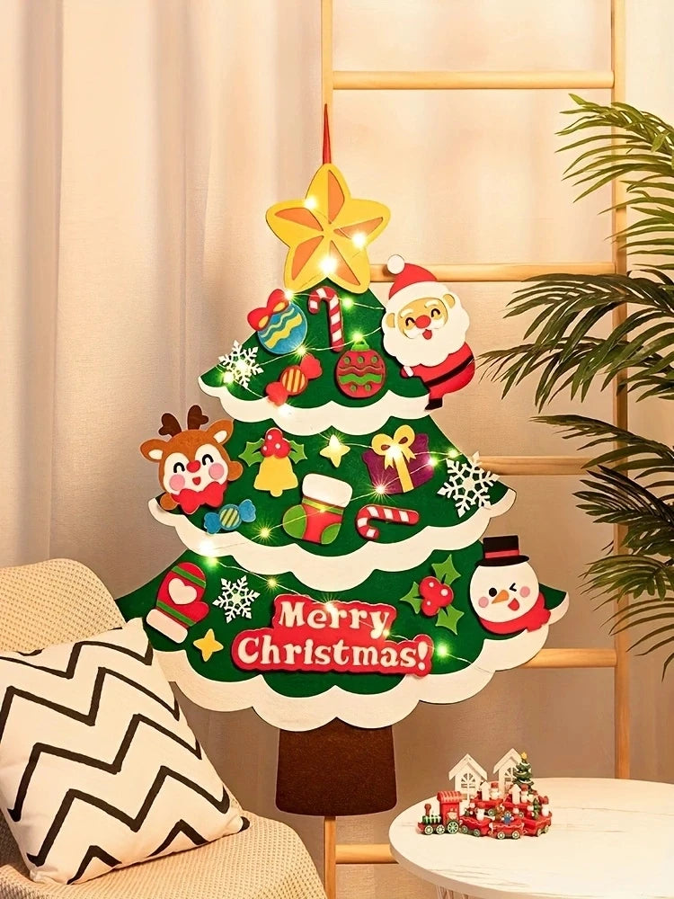 DIY Felt Christmas Tree Christmas Decoration for Home Navidad 2025 New Year Christmas Ornaments Santa Claus Xmas Kids Gifts