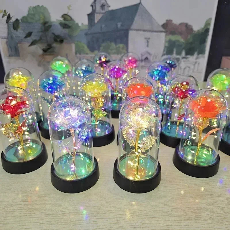 Rose Light Beautiful Realistic Looking Night Light Rose Eternal Flower Party Supplies LED Simulation Figurines Miniatures Decor