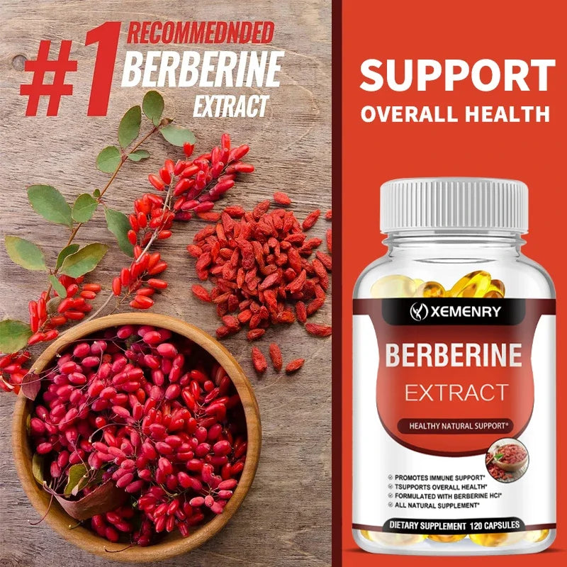 Berberine Capsules - Supports Bone and Cardiovascular Health, Promotes Metabolism, Anti-oxidation, and Enhances Immunity