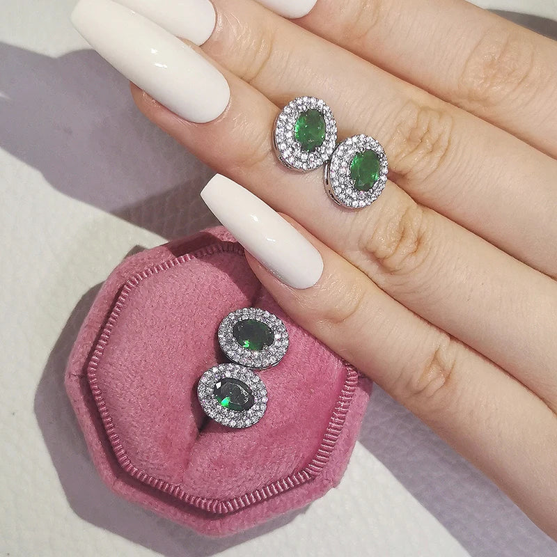 2023 New Arrivals Fashion Luxury silver color korean Zircon Stud Pink Earing Earrings For Women Girl Party Gift Jewelry Z7