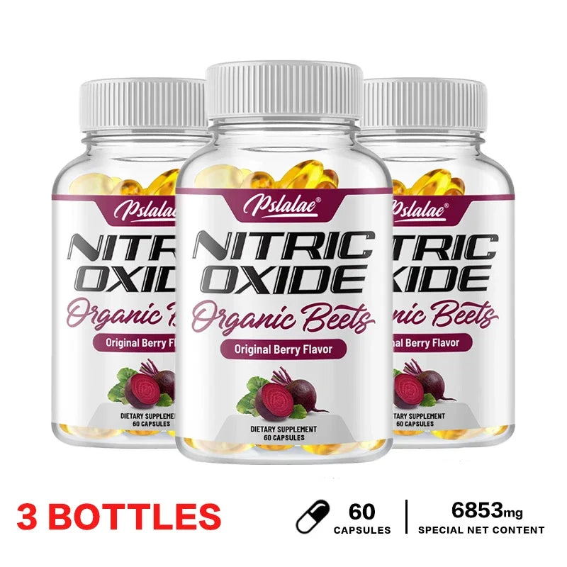 Nitric Oxide Capsules - with Beetroot, Helps Build Muscle, Supports Blood Flow, Circulation, Support Energy, Strength, Endurance