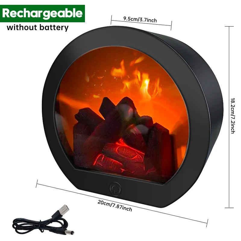 Fireplace Decorative Lantern Night Light For Party Christmas Holiday LED Simulation Log Flame Effect Home Gift Decor Lighting
