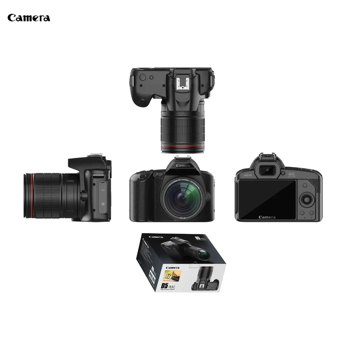 D5 Digital Camera 4K DSLR Camera with 16X Dual Camera Night Vision Lens Professional Digital Camera 1080P HD Video Camera