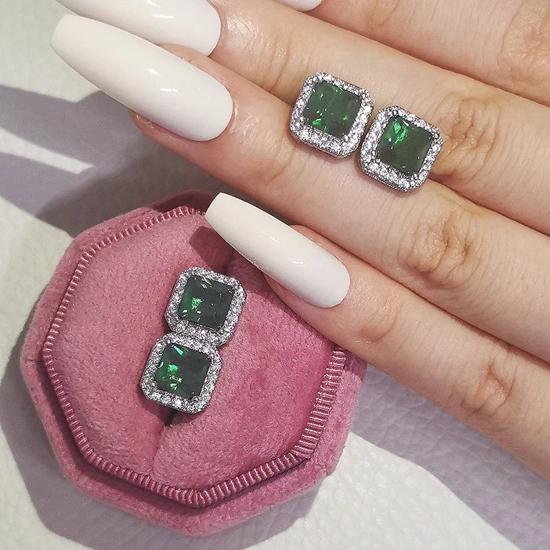 2023 New Arrivals Fashion Luxury silver color korean Zircon Stud Pink Earing Earrings For Women Girl Party Gift Jewelry Z7