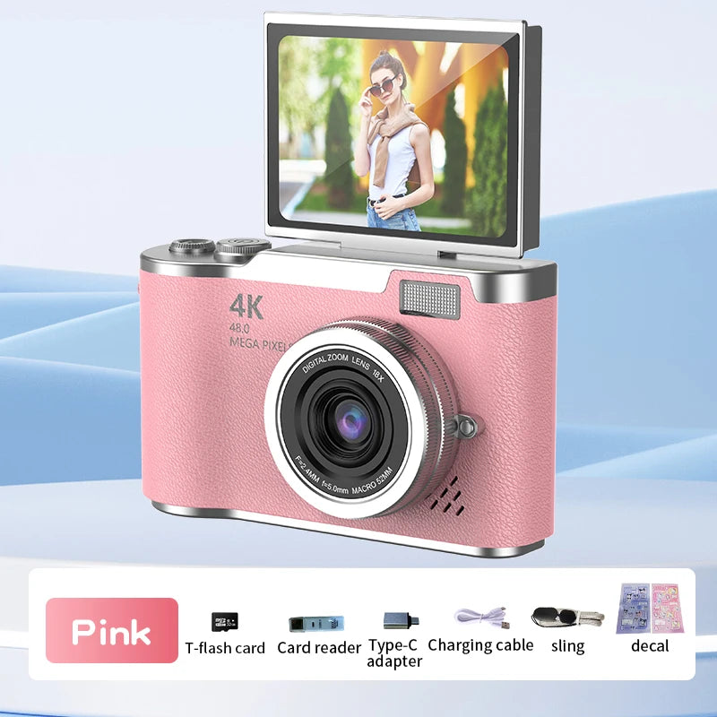 Digital Camera 4K 48MP Photography Camera Video Camcorder Rechargeable Cameras 2.4 inch Screen Camcorder for Kid Adult Beginners