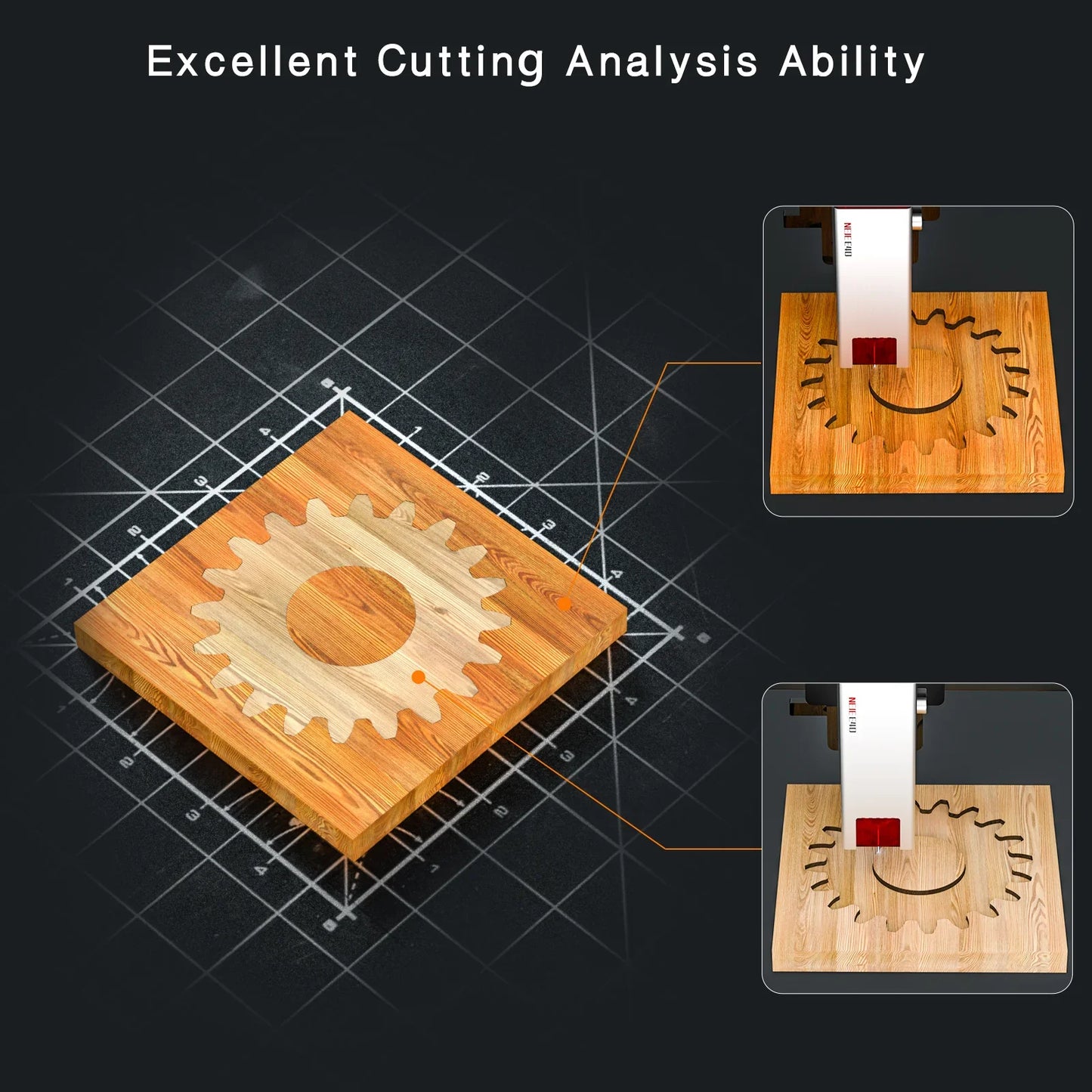 NEJE 120W Metal Cutting Laser Module Kits 450nm Blue Light TTL Module for Laser Engraver Wood Cutting Smarter Tool Air Assist