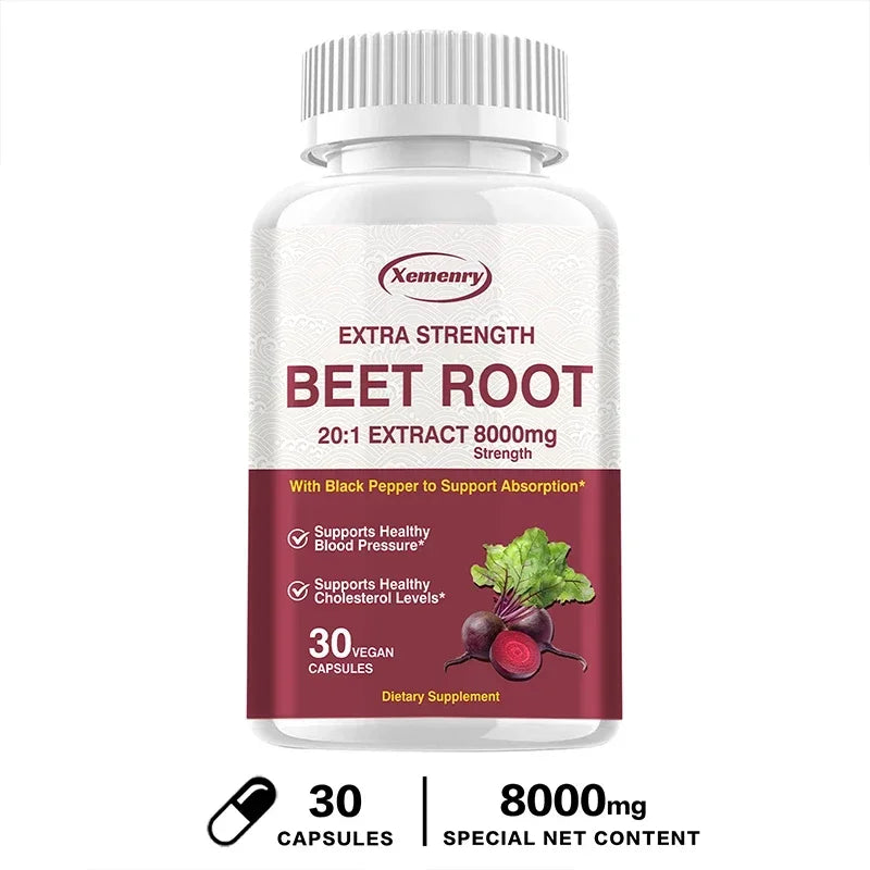 Beet Root Capsules - Supports Blood Pressure, Athletic Performance, Digestive, Immune System