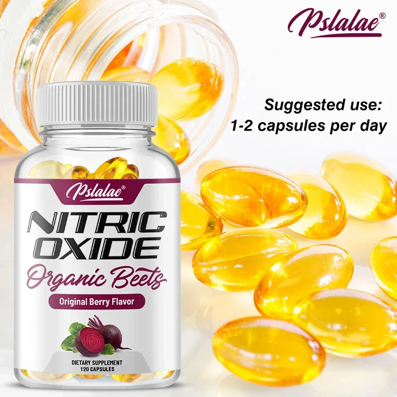 Nitric Oxide Capsules - with Beetroot, Helps Build Muscle, Supports Blood Flow, Circulation, Support Energy, Strength, Endurance